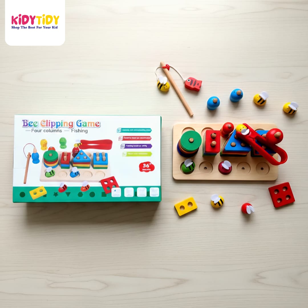 Bee Clipping Game – 4 Columns & Fishing Toy