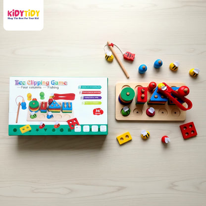 Bee Clipping Game – 4 Columns & Fishing Toy