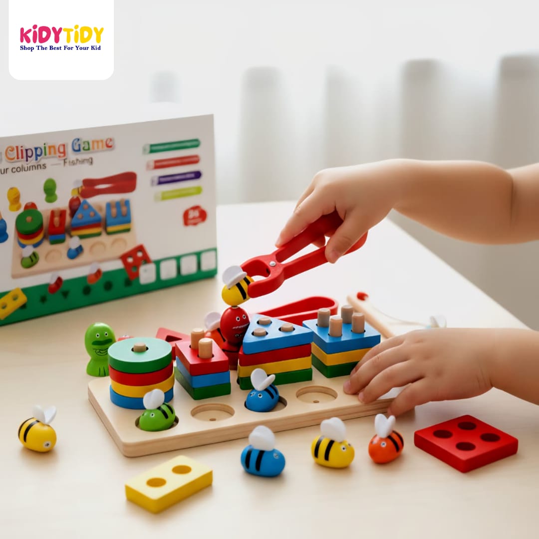 Bee Clipping Game – 4 Columns & Fishing Toy