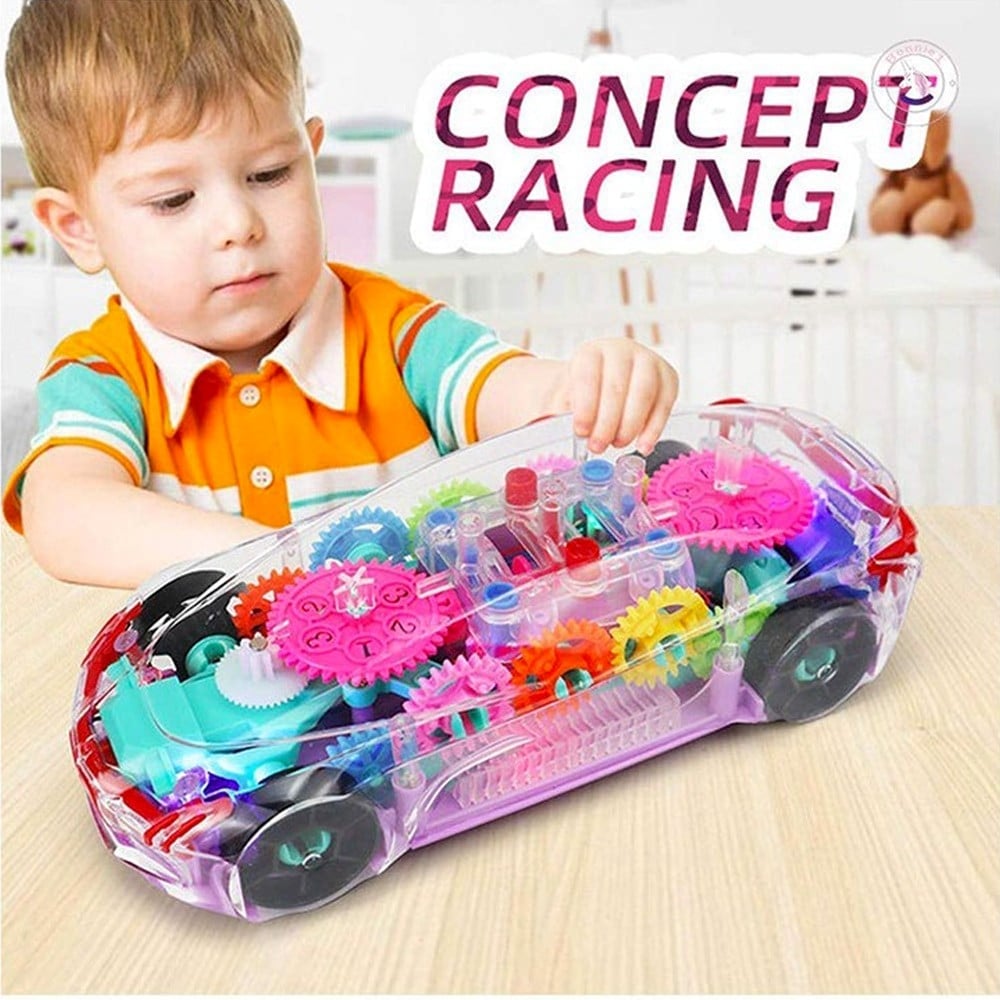 Transparent Gear Toy Car with Lights & Music