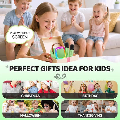 Portable Karaoke Speaker with Dual Wireless Microphones