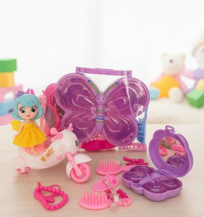 Doll Beauty & Scooter Play Set – Butterfly Vanity Kit for Girls