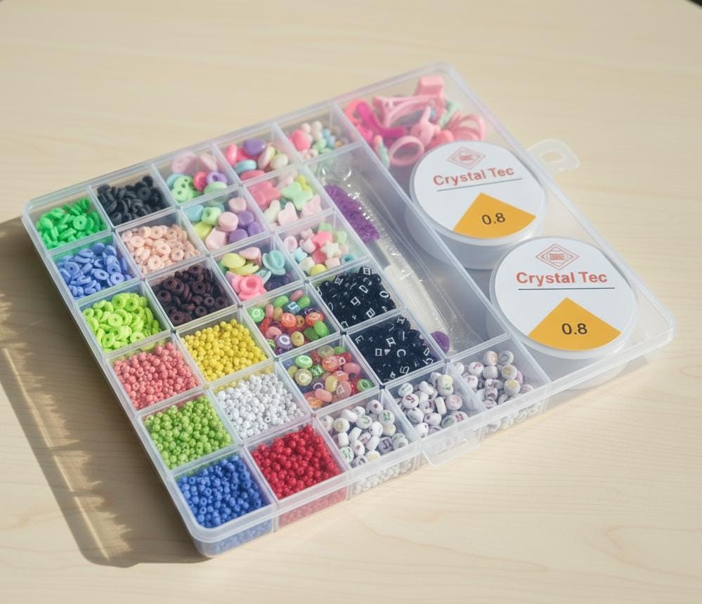 DIY Bead Bracelet Making Kit – 24-Compartment Organizer Set