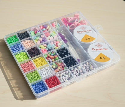 DIY Bead Bracelet Making Kit – 24-Compartment Organizer Set